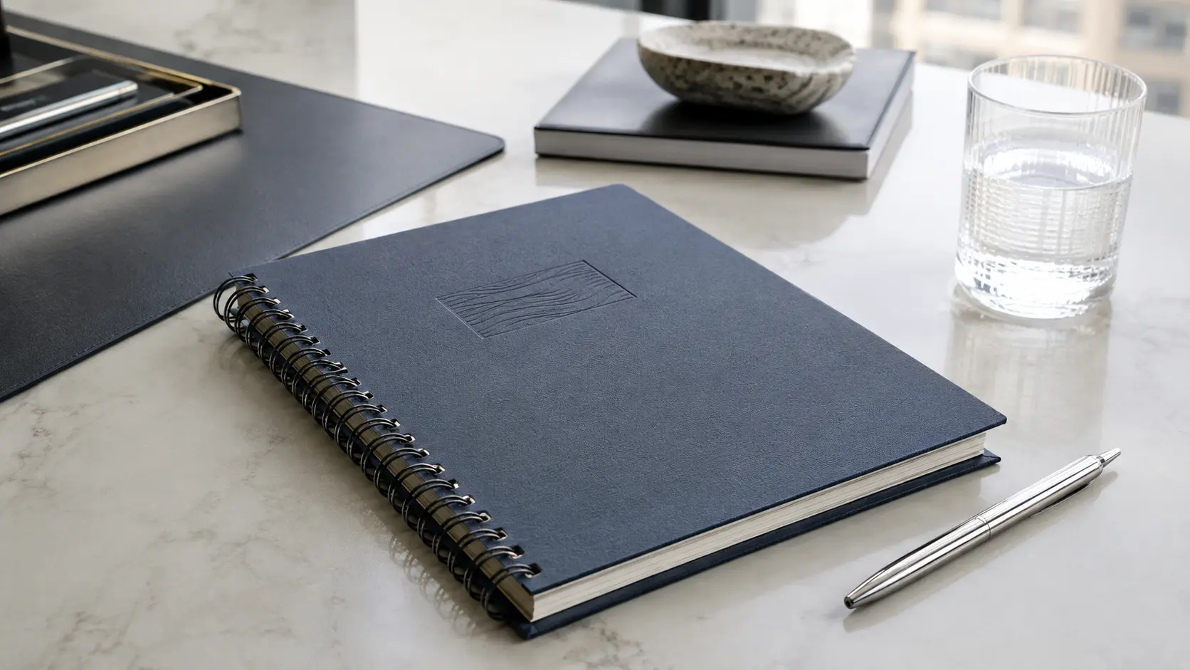 Premium custom notebook for business with textured cover, quality paper and spiral binding Premium custom notebook for business with textured cover, quality paper and spiral binding